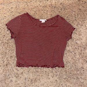 Cropped striped t shirt